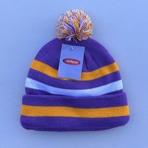 Striped Pom-Pom Beanie